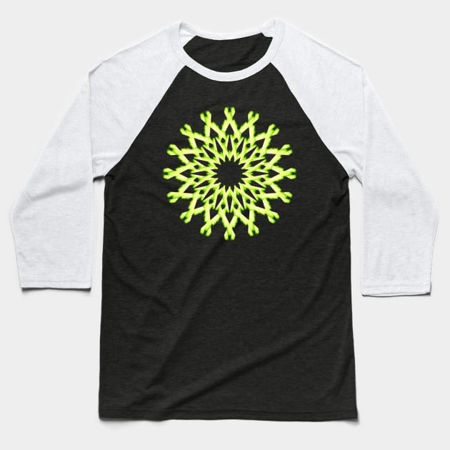 Green Mandala Baseball T-Shirt by Meo Design